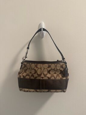 Coach Brown Signature Monogram Canvas Mini Shoulder Bag